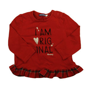 Original Marines Girls Red | Black Plaid Long Sleeve T-Shirt size: 18 Months